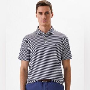 Ralph Lauren Classic Fit Soft Touch 100% Pima Cotton Blue & White Striped Polo